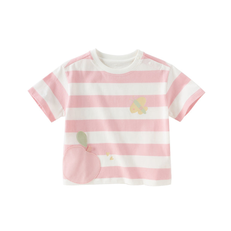 Dave&Bella Toddler Boys/Girls Summer Playful Striped Breathable Classic T-shirts Tops