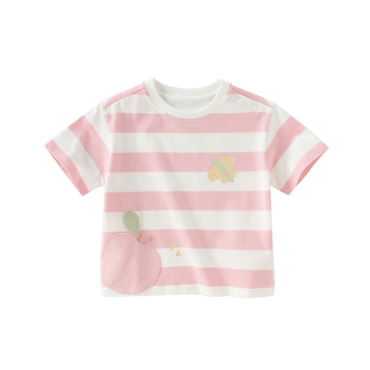 Dave&Bella Toddler Boys/Girls Summer Playful Striped Breathable Classic T-shirts Tops