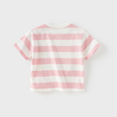 Dave&Bella Toddler Boys/Girls Summer Playful Striped Breathable Classic T-shirts Tops