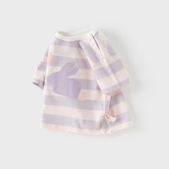 Dave&Bella Toddler Boys/Girls Summer Playful Striped Breathable Classic T-shirts Tops