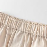 Dave&Bella Toddler Girls Summer Grey Purple/Apricot Loose Straight-leg Pants