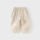 Dave&Bella Toddler Girls Summer Grey Purple/Apricot Loose Straight-leg Pants