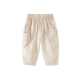 Dave&Bella Toddler Girls Summer Grey Purple/Apricot Loose Straight-leg Pants