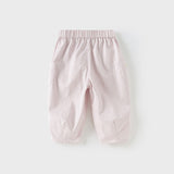 Dave&Bella Toddler Girls Summer Grey Purple/Apricot Loose Straight-leg Pants