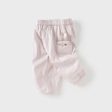 Dave&Bella Toddler Girls Summer Grey Purple/Apricot Loose Straight-leg Pants