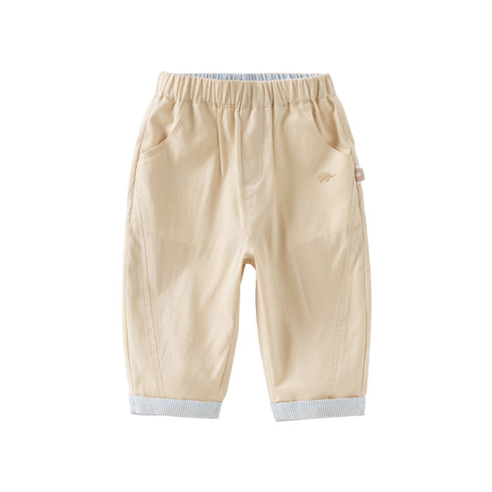 Dave&Bella Toddler Boys Summer Casual Light Khaki Straight-leg Pants