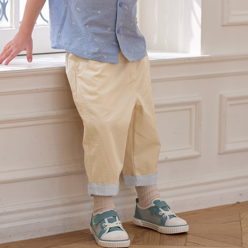 Dave&Bella Toddler Boys Summer Casual Light Khaki Straight-leg Pants