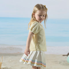 Dave&Bella Girls Summer Yellow College Style T-shirt Skirt Set