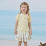 Dave&Bella Kids Girls Summer Yellow College Style T-shirt Skirt Sets