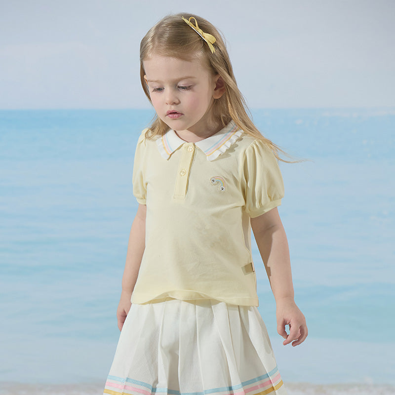 Dave&Bella Kids Girls Summer Yellow College Style T-shirt Skirt Sets