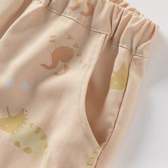 Dave&Bella Toddler Boys Summer Cute Print Daily T-shirt Pants Set