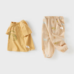 Dave&Bella Toddler Boys Summer Cute Print Daily T-shirt Pants Set