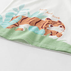 Dave&Bella Toddler Boys Summer Cute Dinosaur/Tiger Print Soft T-shirts Tops
