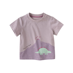 Dave&Bella Toddler Boys Summer Cute Dinosaur/Tiger Print Soft T-shirts Tops