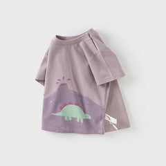 Dave&Bella Toddler Boys Summer Cute Dinosaur/Tiger Print Soft T-shirts Tops