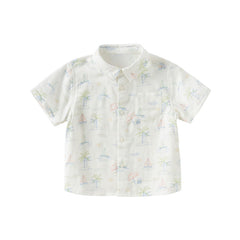 Dave&Bella Toddler Boys Summer Playful Print Casual Shirts Tops