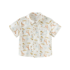 Dave&Bella Toddler Boys Summer Playful Print Casual Shirts Tops