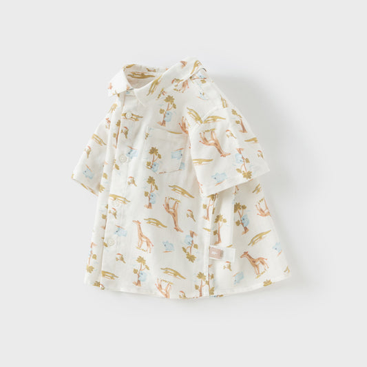 Dave&Bella Toddler Boys Summer Playful Print Casual Shirts Tops