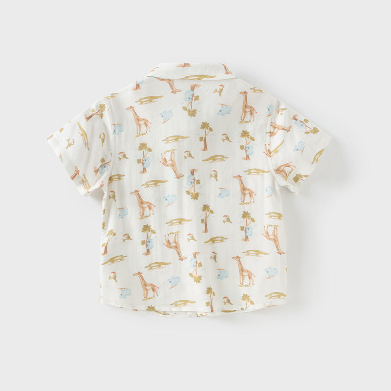 Dave&Bella Toddler Boys Summer Playful Print Casual Shirts Tops
