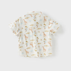 Dave&Bella Toddler Boys Summer Playful Print Casual Shirts Tops
