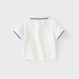 Dave&Bella Toddler Boys Summer College Formal Cotton Beige Polo T-shirts