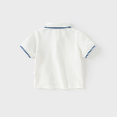 Dave&Bella Toddler Boys Summer College Formal Cotton Beige Polo T-shirts