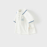 Dave&Bella Toddler Boys Summer College Formal Cotton Beige Polo T-shirts