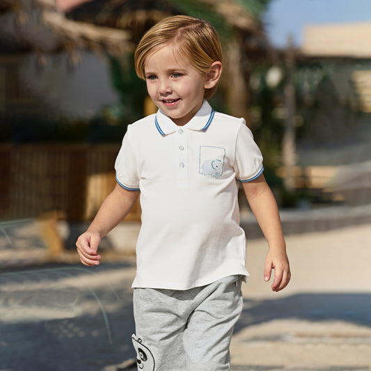 Dave&Bella Boys Summer College Formal Cotton Beige Polo T-shirt