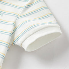 Dave&Bella Boys Summer Cotton Green Striped T-shirt Short Pant Set