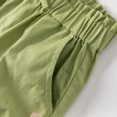 Dave&Bella Girls Summer Pure Cotton Green Floral Print T-shirt Short Pant Set