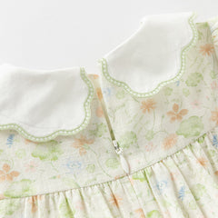 Dave&Bella Girls Summer Pure Cotton Green Floral Print T-shirt Short Pant Set