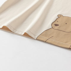 Dave&Bella Toddler Boys Summer Cute Brown Bear Print Soft Pajamas