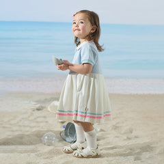 Dave&Bella Girls Summer Formal Polo Collar Blue Dress