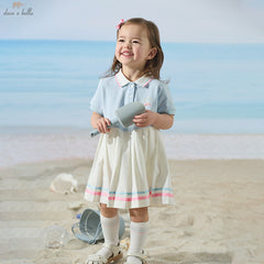 Dave&Bella Girls Summer Formal Polo Collar Blue Dress