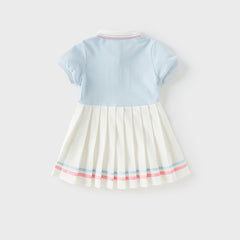 Dave&Bella Girls Summer Formal Polo Collar Blue Dress
