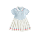 Dave&Bella Girls Summer Formal Polo Collar Blue Dress