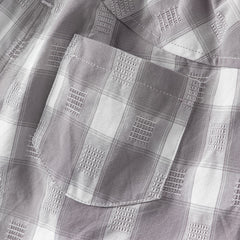 Dave&Bella Toddler Boys Summer Casual Grey White Plaid Breathable Cotton Loose Pants