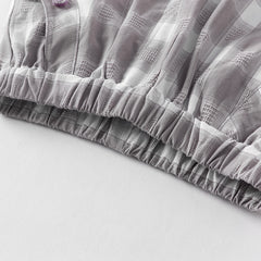 Dave&Bella Toddler Boys Summer Casual Grey White Plaid Breathable Cotton Loose Pants