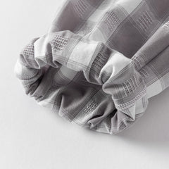 Dave&Bella Toddler Boys Summer Casual Grey White Plaid Breathable Cotton Loose Pants