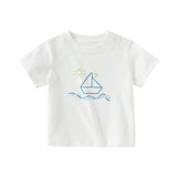 Dave&Bella Toddler Boys Summer Green/White Short Sleeve Cute Print Holiday T-shits Tops