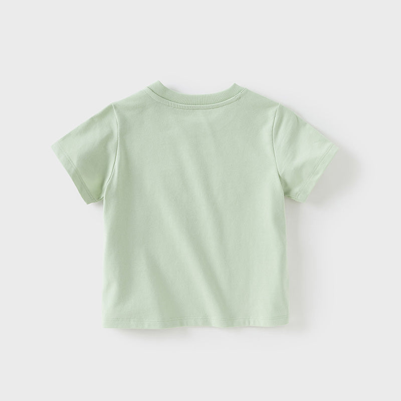 Dave&Bella Toddler Boys Summer Green/White Short Sleeve Cute Print Holiday T-shits Tops