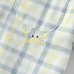 Dave&Bella Toddler Boys Summer Formal Blue Green Plaid College-style Cotton Shirt Tops