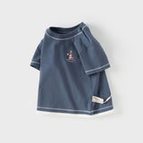 Dave&Bella Toddler Boys Summer White/Dark Blue Casual T-shirt Tops