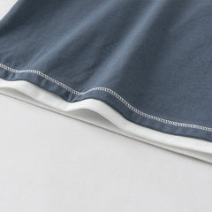 Dave&Bella Toddler Boys Summer White/Dark Blue Casual T-shirt Tops