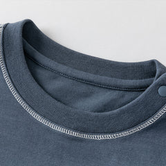 Dave&Bella Toddler Boys Summer White/Dark Blue Casual T-shirt Tops