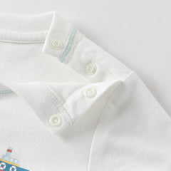 Dave&Bella Toddler Boys Summer White/Dark Blue Casual T-shirt Tops