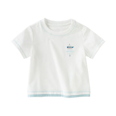 Dave&Bella Toddler Boys Summer White/Dark Blue Casual T-shirt Tops