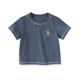 Dave&Bella Toddler Boys Summer White/Dark Blue Casual T-shirt Tops