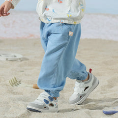 Dave&Bella Toddler Boys Summer Light Blue Casual Adjustable-waistband Jeans