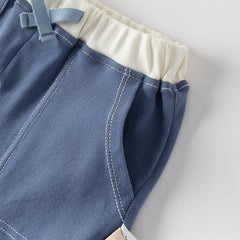 Dave&Bella Toddler Boys Summer Grey Blue Soft Mid-Length Shorts